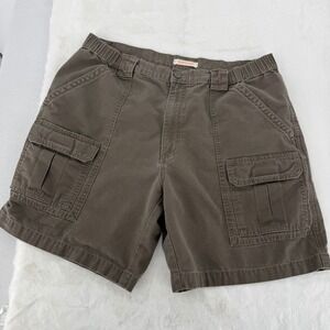 Savane Cargo Shorts Mens 36 Brown Canvas Elastic Waist Casual Outdoor